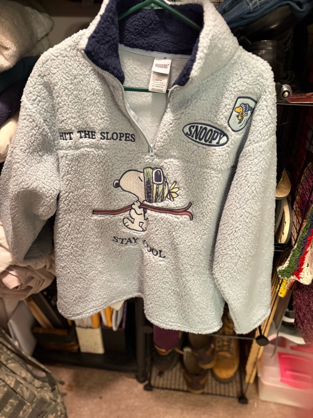 Peanuts Light Blue Snoopy Sherpa Pullover Hoodie